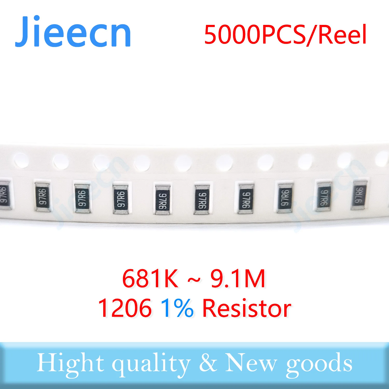 Jieecn 5000 шт. 1206 F 1% резистор SMD 681K-9.1M 1/4 Вт 715K 820K 1M 976K 2M 698K 681K 750K 806K 866K 910K 2.2M 3M 5.1M Ом 3216