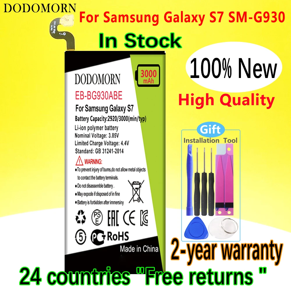 

Аккумулятор DODOMORN для Samsung Galaxy S7 EB-BG930ABE G930FD G930 G930A G930V/T G930FD G9300 телефон + номер отслеживания