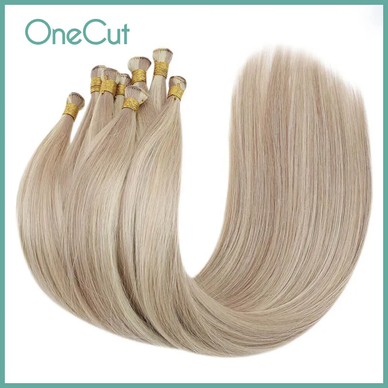 Straight Raw Tied Hair Weft Handmade One Donor Brazilian Double Drawn Human Hair Weaves Unproccessed Sew In Hair Bundle 50G-100G