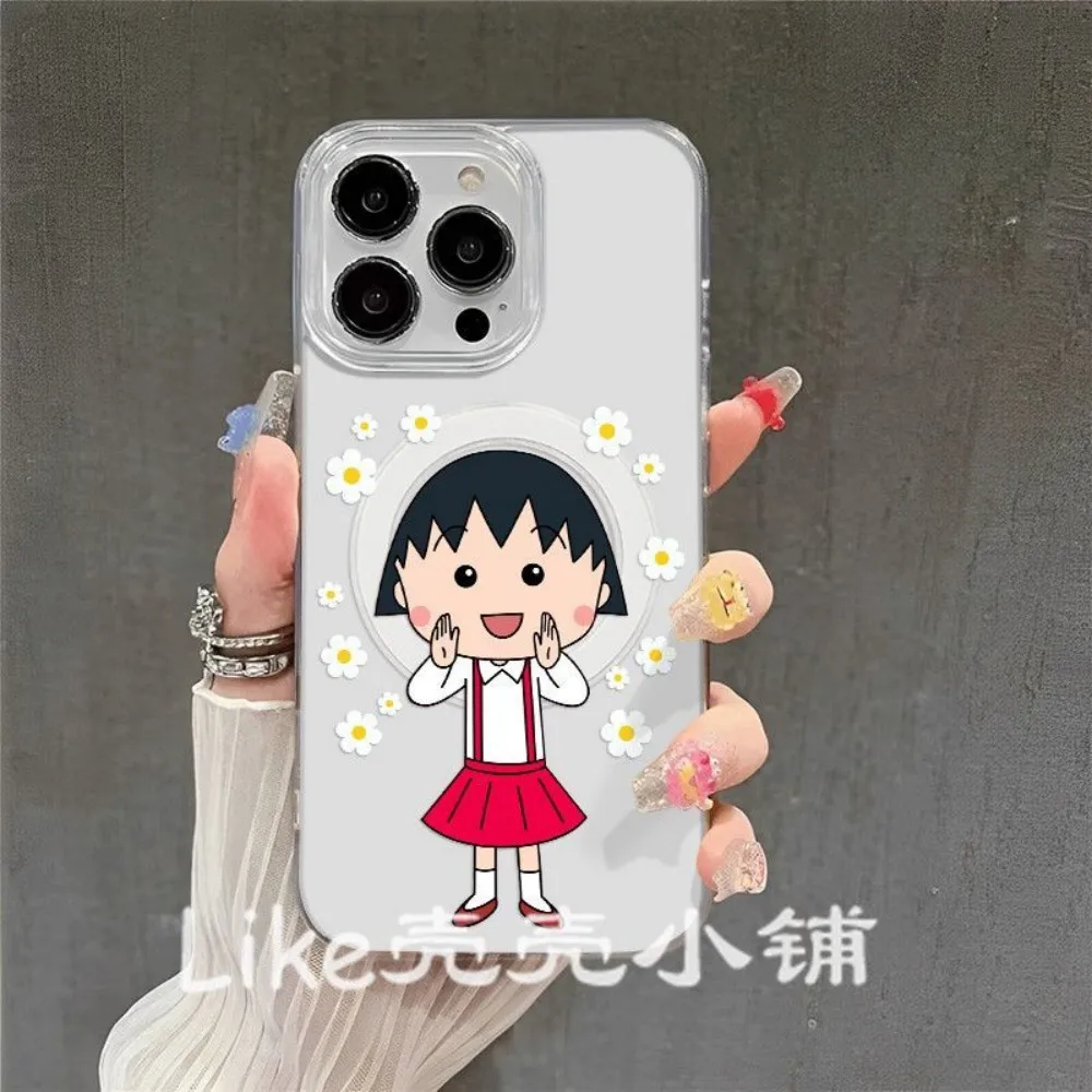 Фото НОВЫЙ Магнитный чехол для телефона Samsung Galaxy S26 S25 S24 S23 S22 S21 S20 FE Edge Plus Ultra 5G, TPU-накладка с милым дизайном Chibi Maruko-chan №4