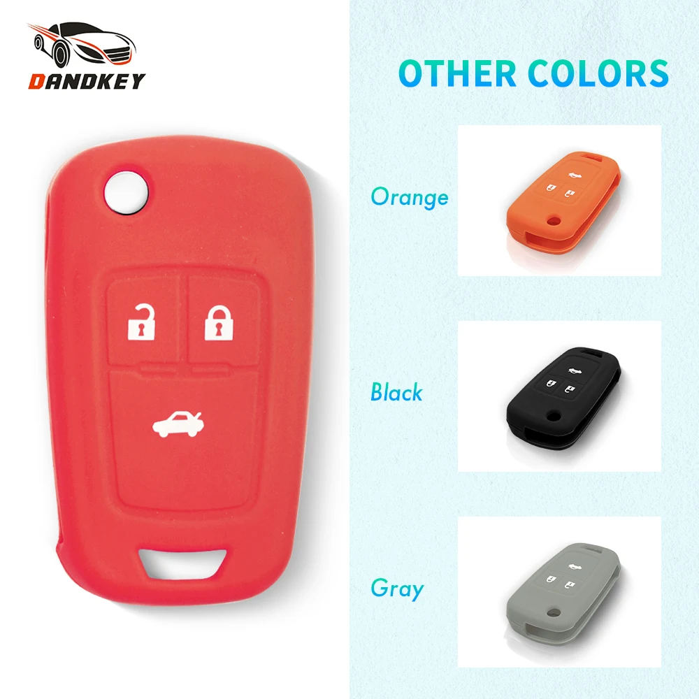 

Dandkey Silicone Car Key Cover Case Shell Holder fob for Chevrolet Cruze AVEO SAIL TRAX MALIBU CAPTIVA 3 Buttons