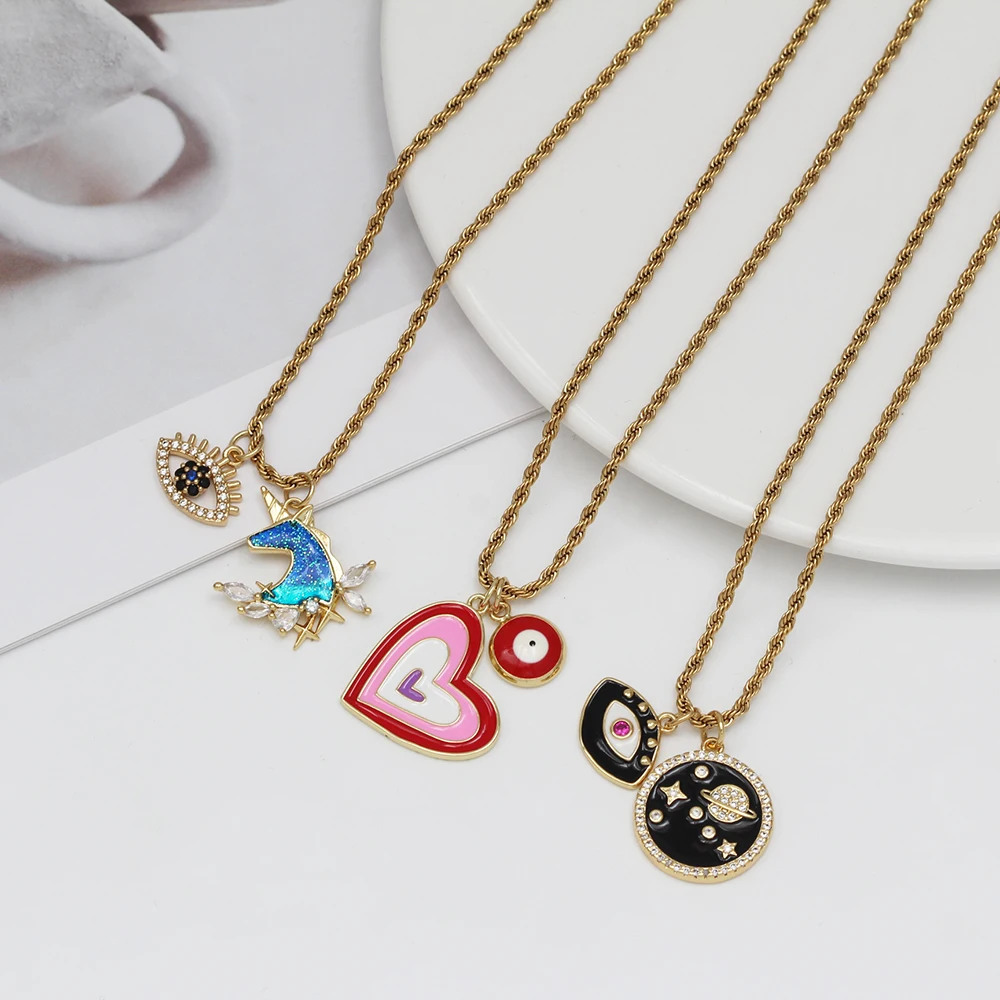 EVIL EYE металлическая веревочная цепочка ожерелье сердце перец луна турецкое с