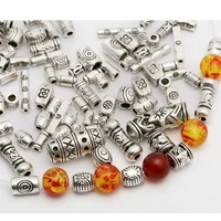 wholesale tibetan silver tube beads diy metal spacer tube charms antique silver beads for jewelry making 2050100pcs