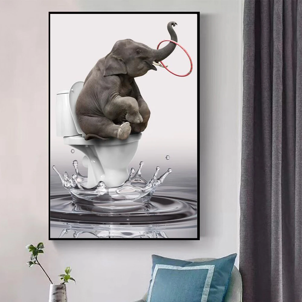 

Картины на холсте с изображением милой кошки и слона, абстрактная собака, животные, Настенная картина для детской спальни, домашний декор, п...