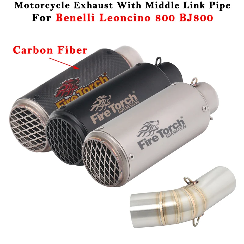 

Система выхлопных газов для мотоцикла, модифицированный глушитель из углеродного волокна, среднее звено, труба без застежки для Benelli Leoncino 800...