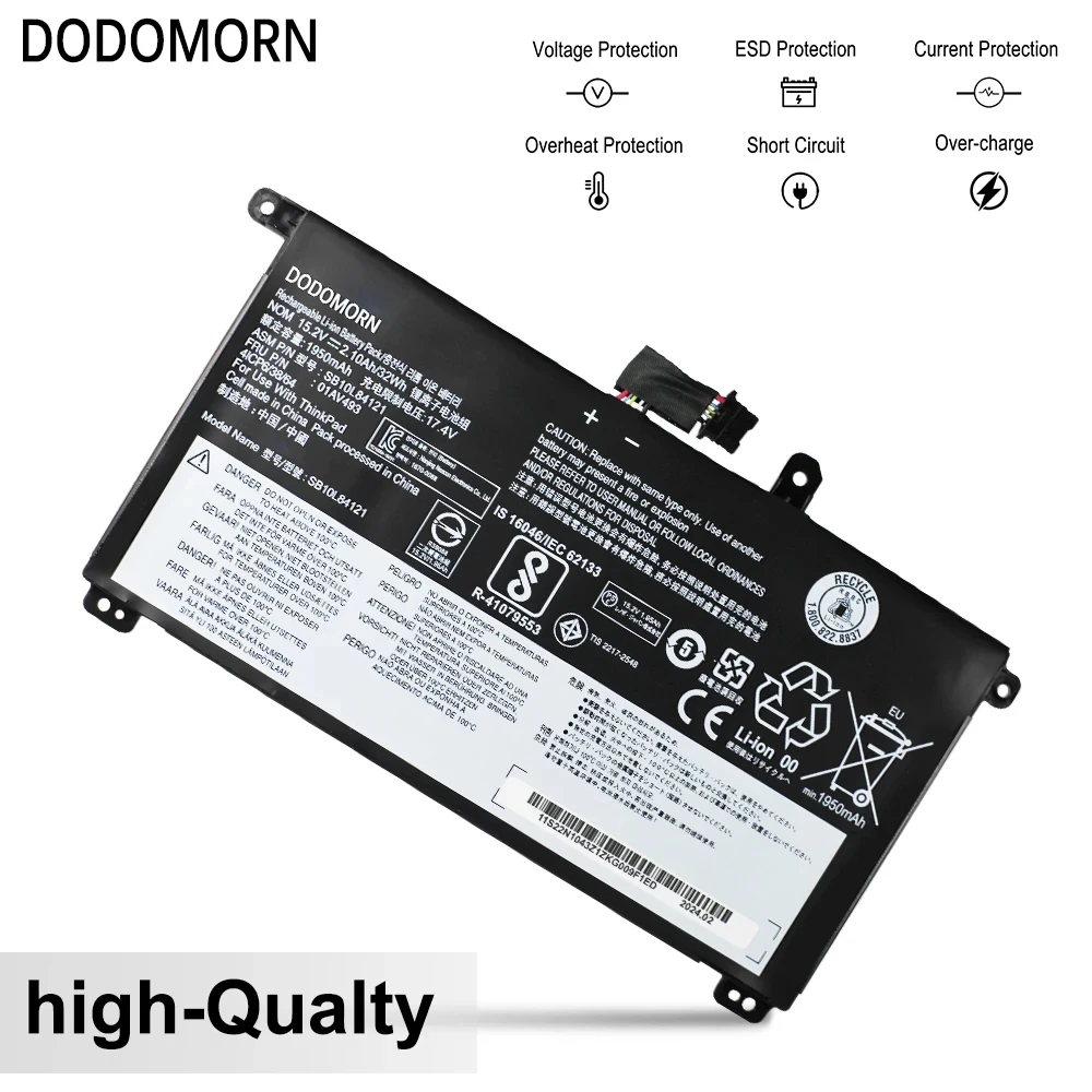 Новый аккумулятор для ноутбука SB10L84121 Lenovo Thinkpad T570 T580 P51S P52S серии SB10L84123 00UR890 00UR891