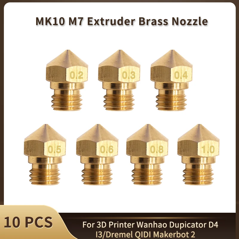 

10pcs MK10 M7 Extruder Nozzle 0.4mm Brass Extruder Print Head for 3D Printer Wanhao Dupicator D4/I3/Dremel QIDI Makerbot 2