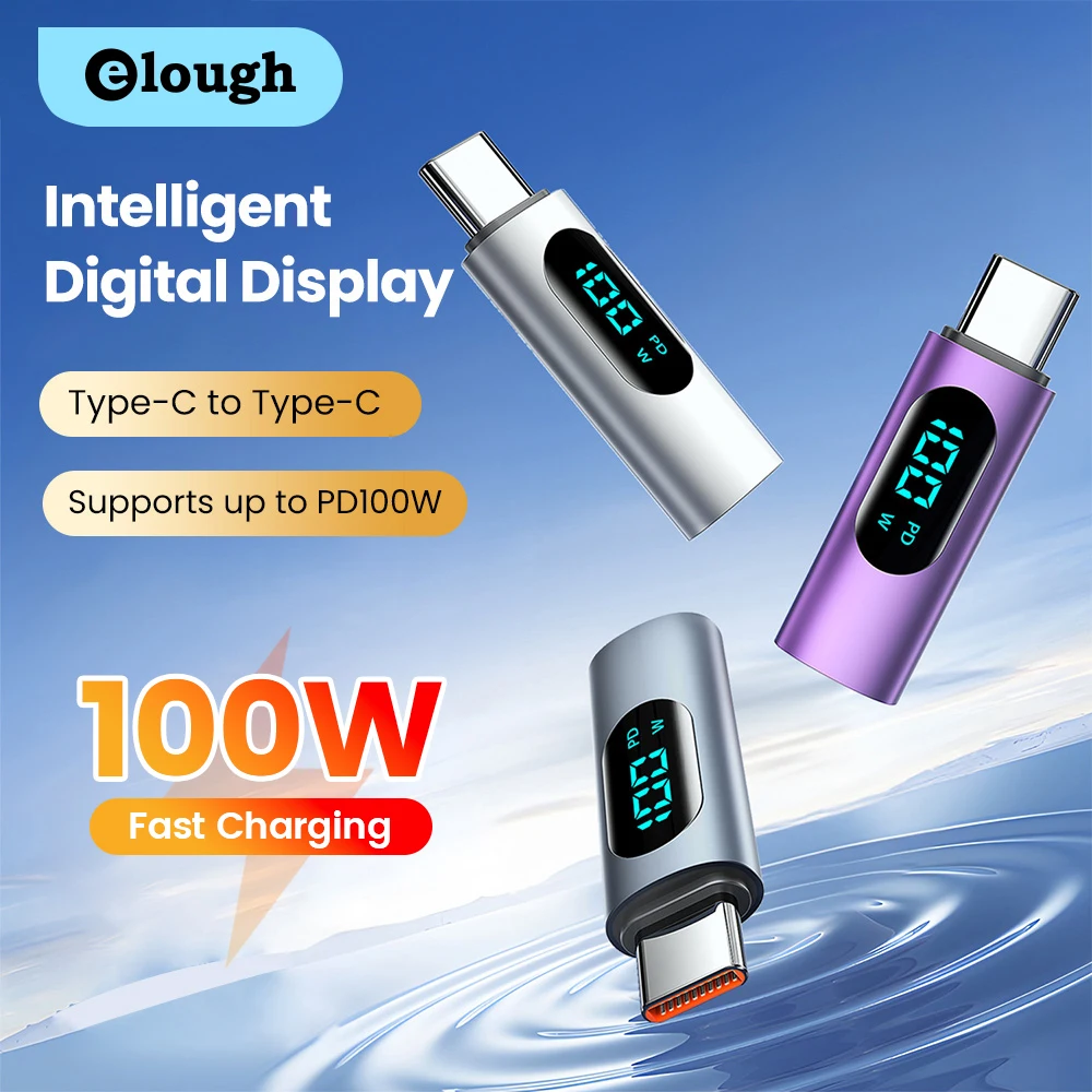 

PD 100W Type C To Type C OTG Adapter Fast Charging Digital Display USB Type C Male to Type C Female Converter For Xiaomi Huawei