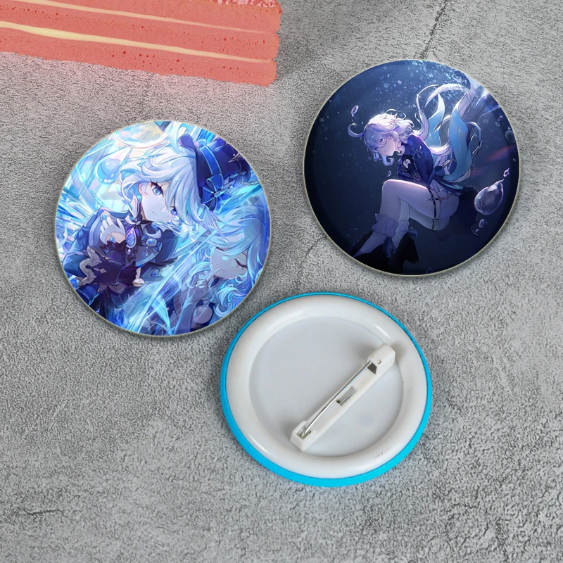 58/32mm Anime Character Diona Lisa HuTao Venti YaeMiko Zhongli Brooches Cosplay Badge for Collar Backpack Decoration Enamel Pins