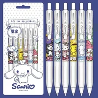 6pcs kawaii sanrio pen hello kitty stationery anime kuromi pochacco melody sign pens cartoon school supplies office accessories