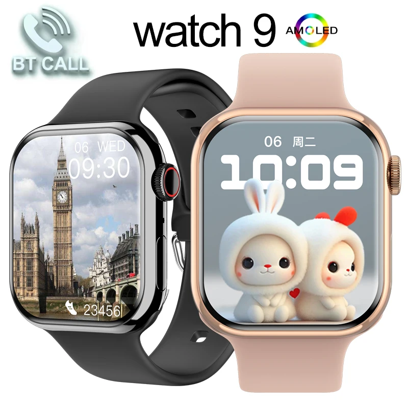 

2023 New AMOLED 2.05" HD screen Smart Watch Women Series 9 custom dial 500+ Wireless charging Men Smartwatch for Apple Watch IW9