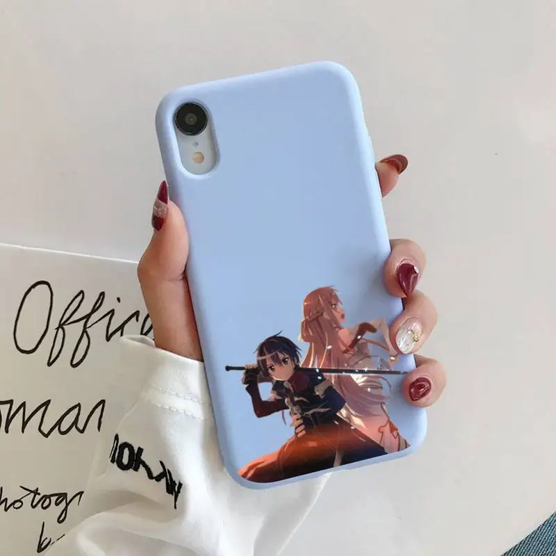 

MaiYaCa Sword Art Online Phone Case Soft Solid Color for iPhone 11 12 13 mini pro XS MAX 8 7 6 6S Plus X XR