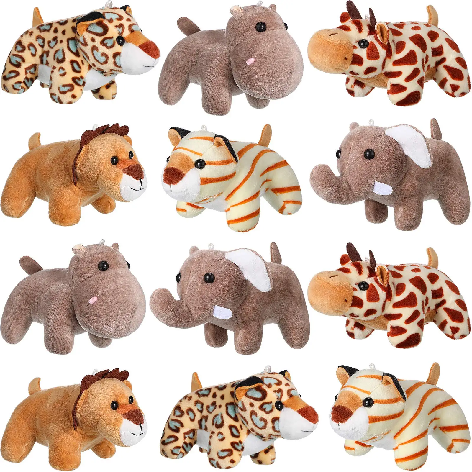 

Keychain 6Pcs Mini Stuffed Forest Animals Jungle Animal Plush Toy Cute Plush Elephant Lion Giraffe Tiger Plush for Animal Themed