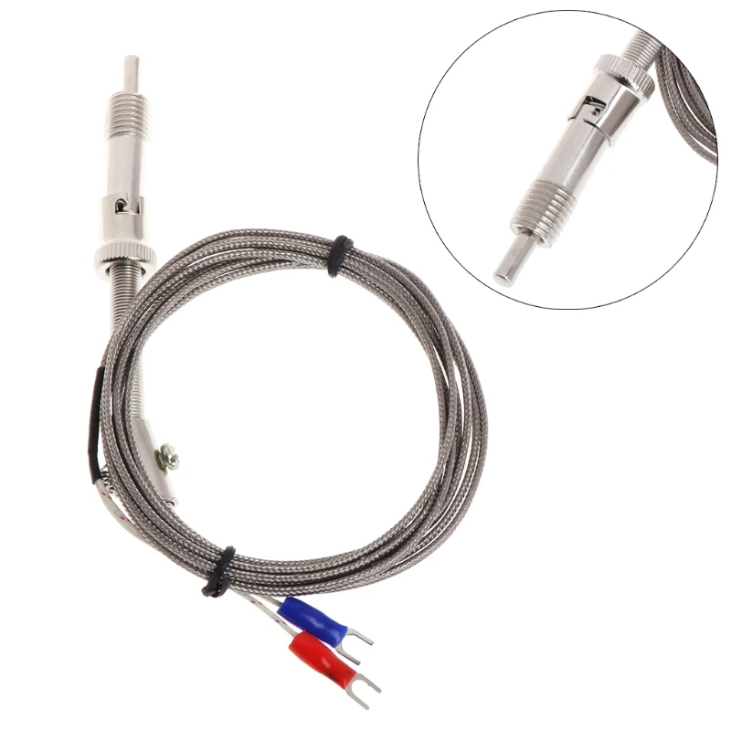 

M12X1.5 Screw Probe Temperature Sensor K Type Thermocouple 2 Meters Cable Temperature Range 0-600°C Stainless Steel