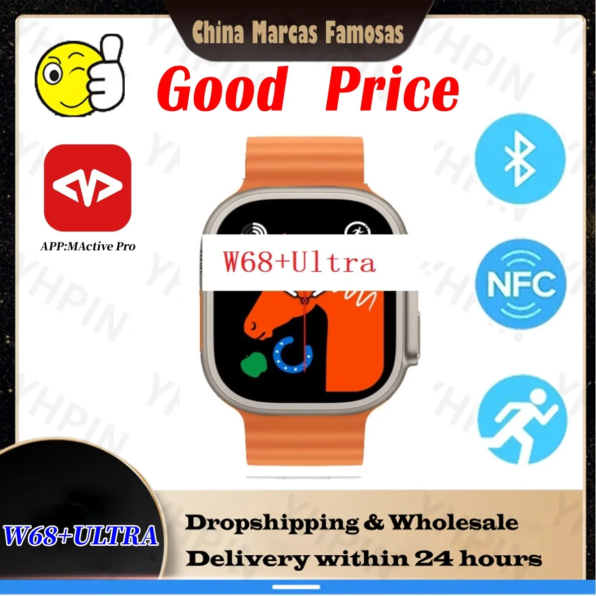 

Microwear W68+ Ultra Smart Watch 8 Ultra Men DIY Video Watch Face 2.2 IPS 49mm NFC Heart Rate Game SOS 105 Sports SmartWatch