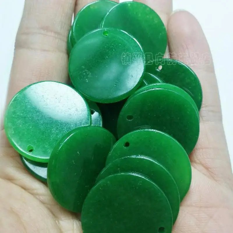 

25mm Emerald Myanmar Jadeite Disc Bead For Jewelry Making Diy Necklace Earring Bracelet Charms Burma Jade Beads Diy Accessories