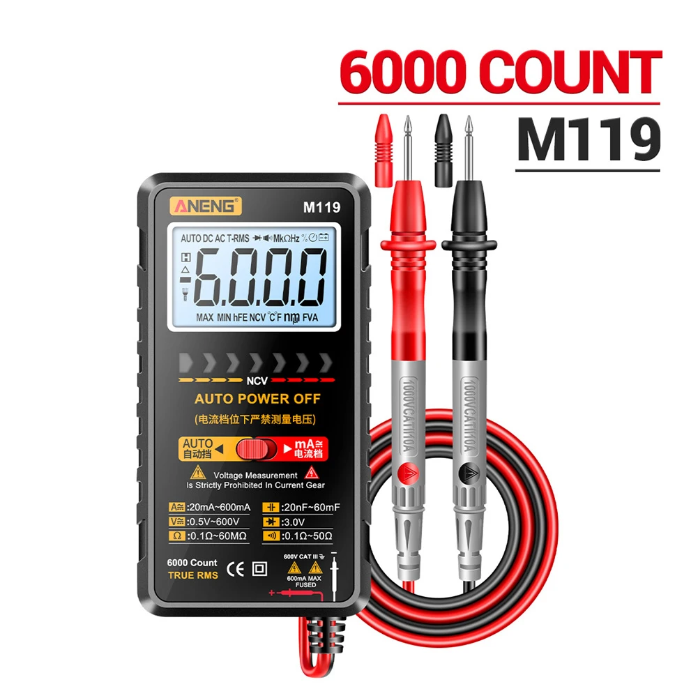 

Mini Portable Multímetro Tester 6000 Counts Mmultimetro Digital Multitester Auto Switching Machine Multimeter Tools