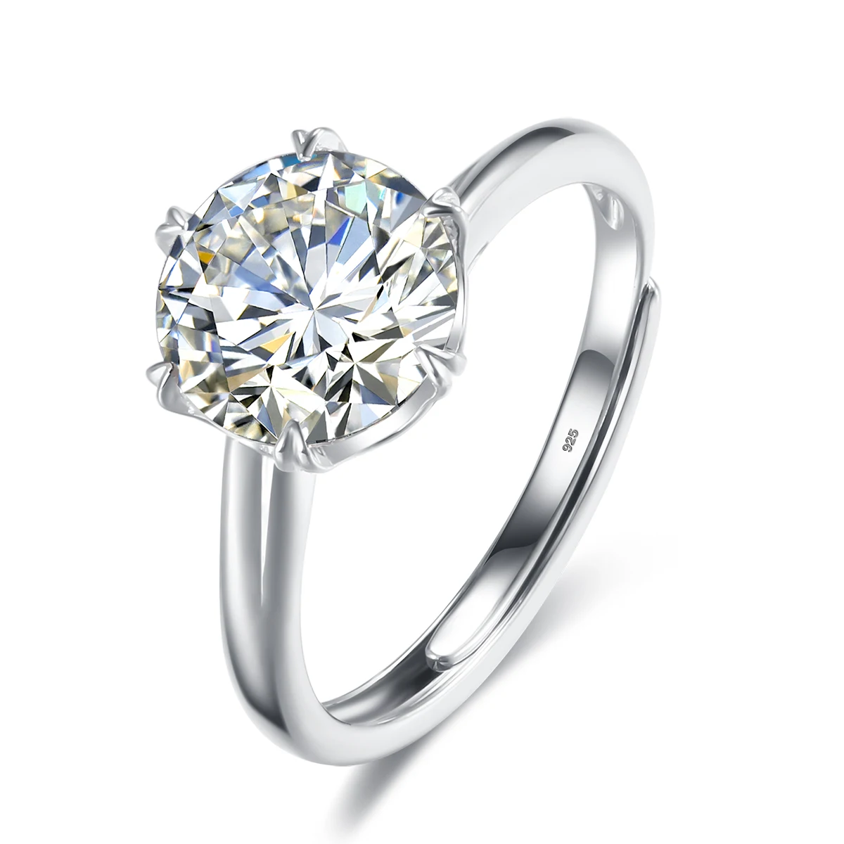 

High Quality 925 Sterling Silver 3ct Moissanite Rings For Woman Adjustable Wedding Engagement Ring 2022 Trend Fine Jewelry