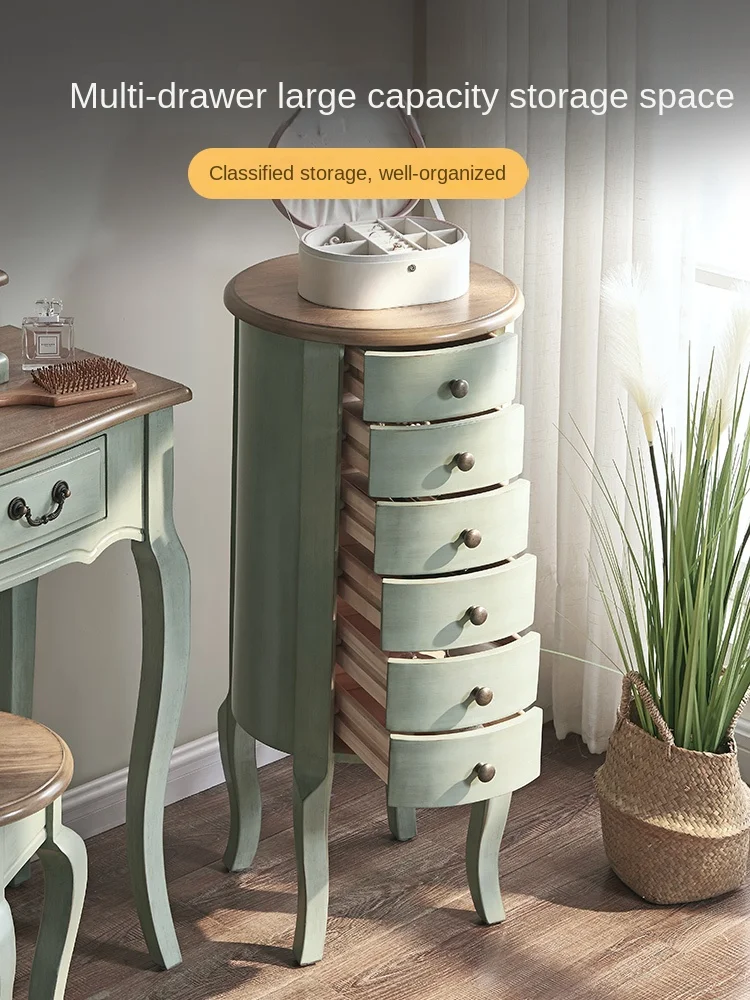 

American Style Chest of Drawers Living Room Wall Locker Bedroom Solid Wood Painted Drawer Storage Cabinet