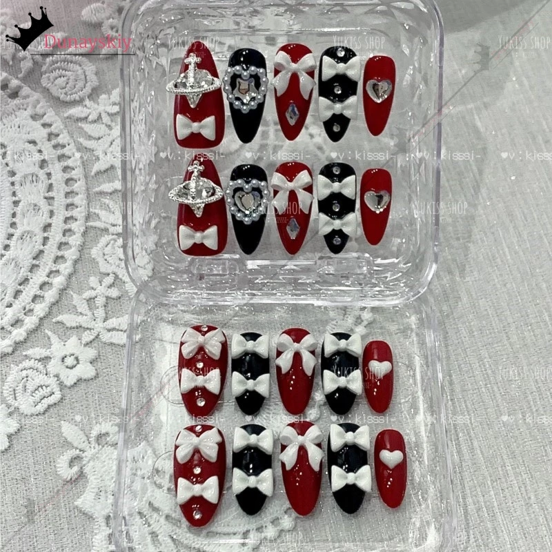 Фото YiNuo*/Needy Girl Overdose Jirai Kei Ame Chan Y2K Kawaii Glitter Nail Acrylic Portable Work Press On Nails Art Party Favors №4