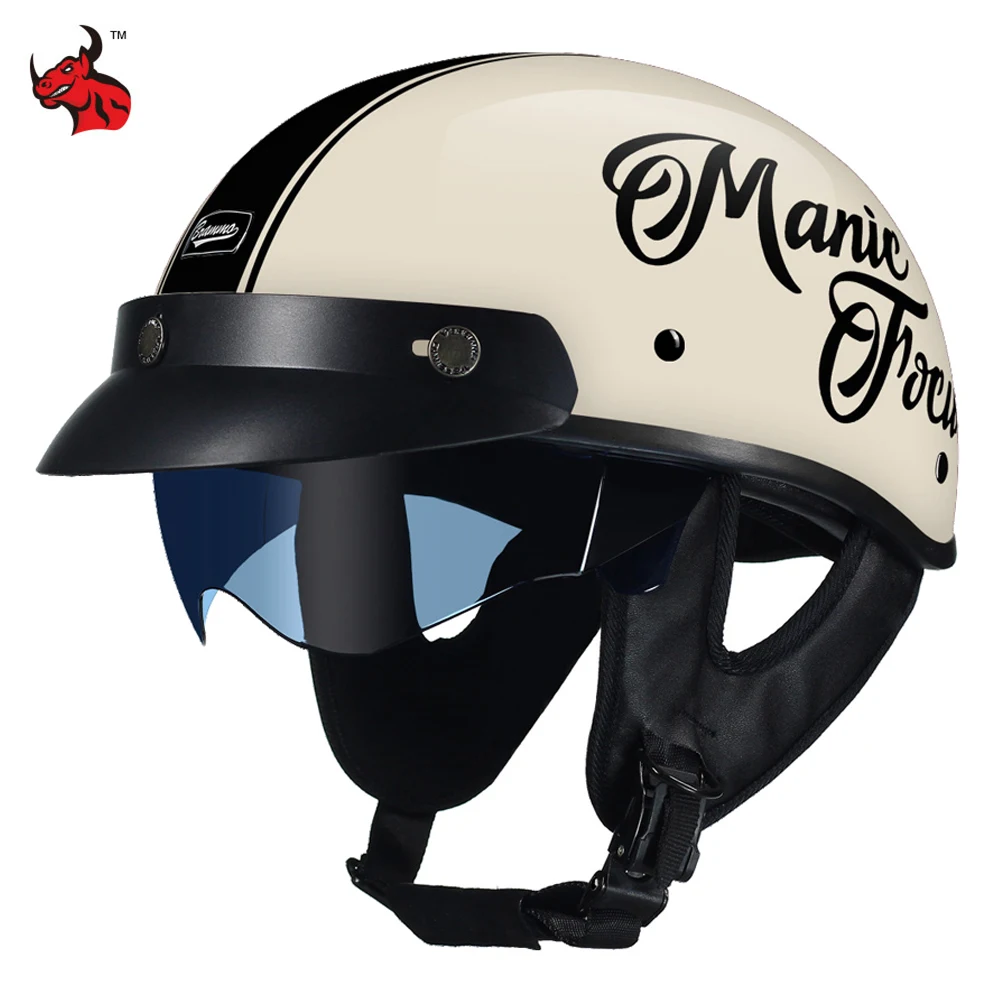 

Мотоциклетный шлем из АБС-пластика, полушлем для езды на мотоцикле или велосипеде в ретро стиле, для взрослых