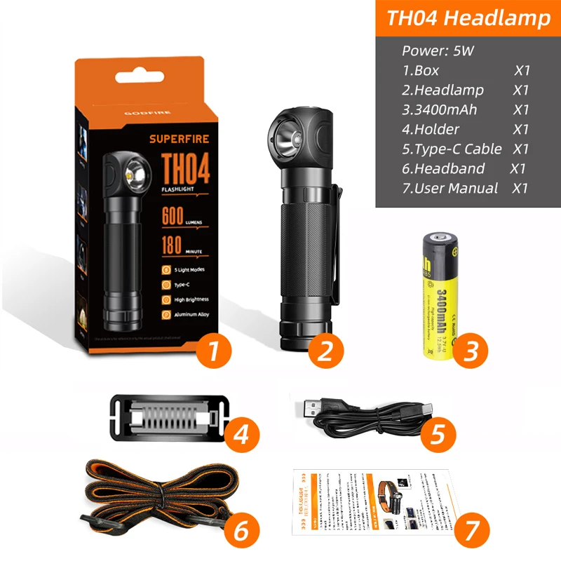 

Налобный фонарь SUPERFIRE LED 18650
