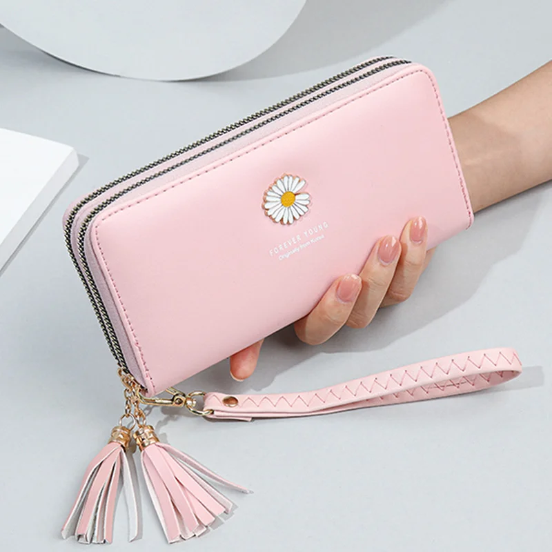 Women's Long Wallet New Double Zipper hand bag student small fresh wrist with double-layer high-capacity mobile phone bag