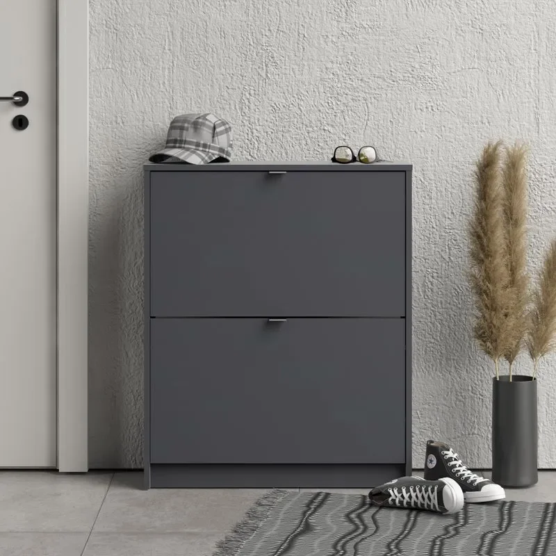 

Bright Collection 2 Drawer Shoe Cabinet, Black Lead color
