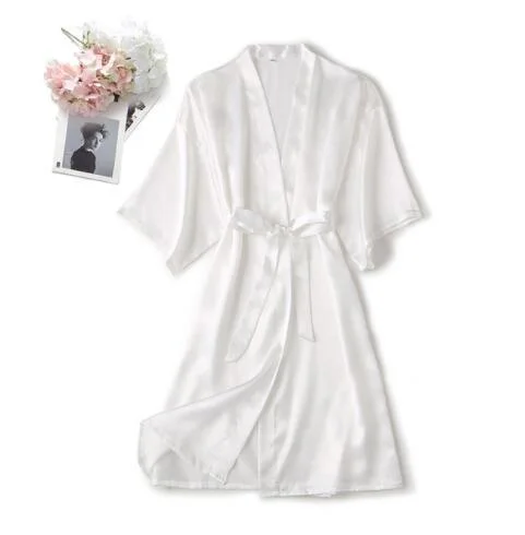 

Женская атласная ночная рубашка, Свадебный халат для невесты и подружки невесты, кимоно из искусственного шелка, халат, ночная рубашка, пика...