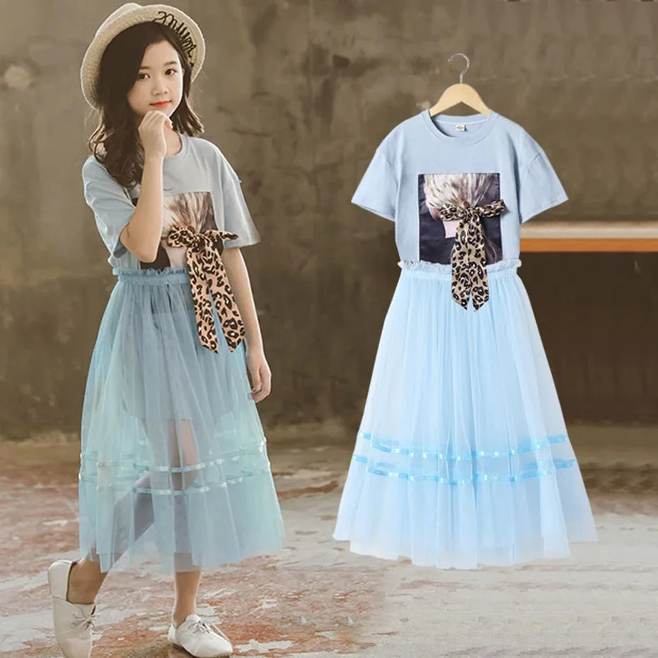 

Party Prom Dress for Girls Summer Lace Clothes Kleid Sukienka Fashion Kids Pattern Teenage Child Costume 5-14 Year Frock Elbise