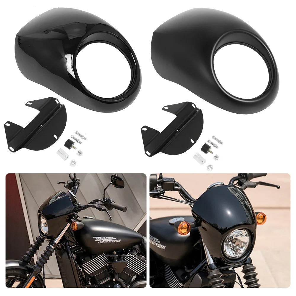 Motorcycle Front Headlight Fairing Cowl For Harley V ROD Dyna FX Sportster XL Black