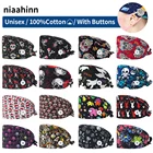 Регулируемая моющаяся медицинская шапочка с кнопками, женская шапочка с рисунком из мультфильма, головной убор с диагональю s, головные уборы для стоматологической клиники