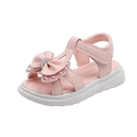 childrens princess bow open toe sandals korean version flat girls cute dress versatile shoes 2022 summer new kids fashion solid