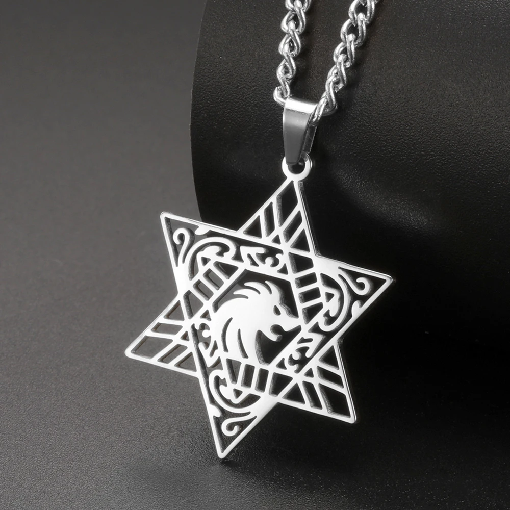 Ожерелье с подвеской Dawapara Lion of Judah Magen Star of David, еврейская звезда, ожерелье с гексаграммой, защитный амулет из нержавеющей стали (art.: 3920d3ee754a1) - 3920d3ee754a1