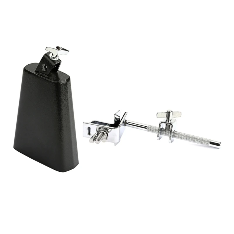 

Metal Cowbell with Drum Hoop Mounted Holder Clamp Adjust a Cowbell Up or Down
