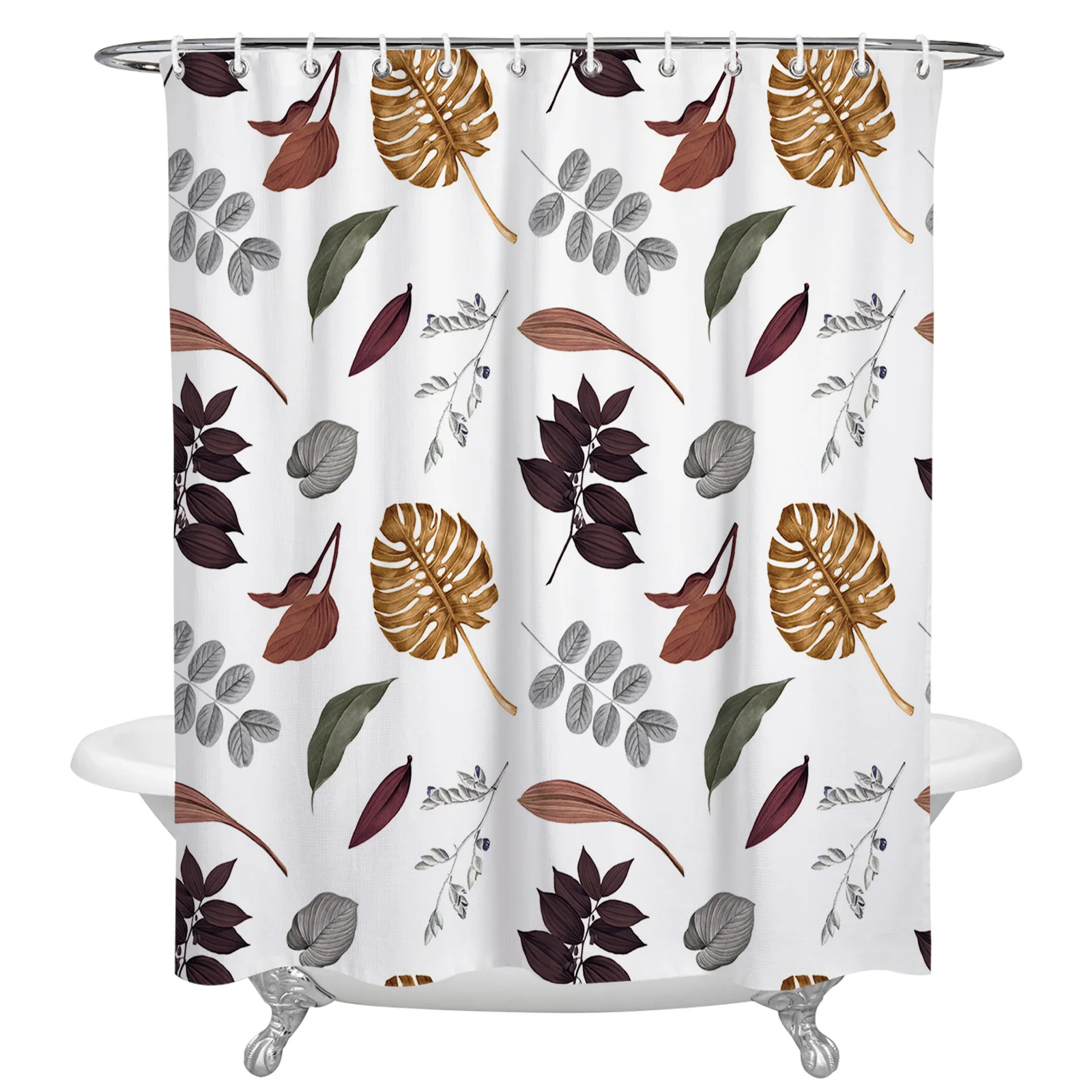 

Белая Водонепроницаемая занавеска для душа с листьями на День Благодарения, ткань для ванной, Полиэстеровая занавеска для душа, декоративная занавеска для ванной