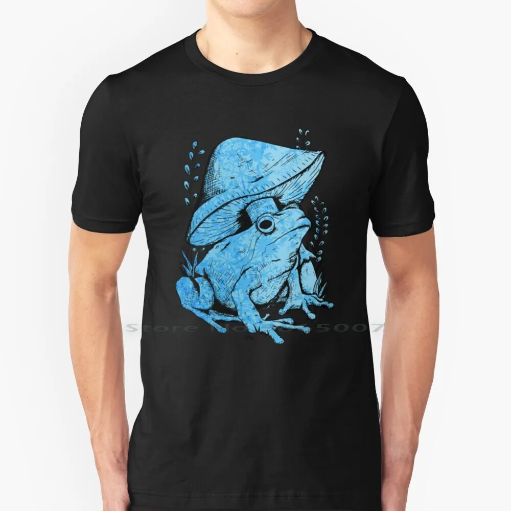 

Cottagecore Aesthetic Mushroom Dark Academia Blue Frog Goblincore Lover Gift T Shirt 100% Cotton Cottagecore Aesthetic Mushroom