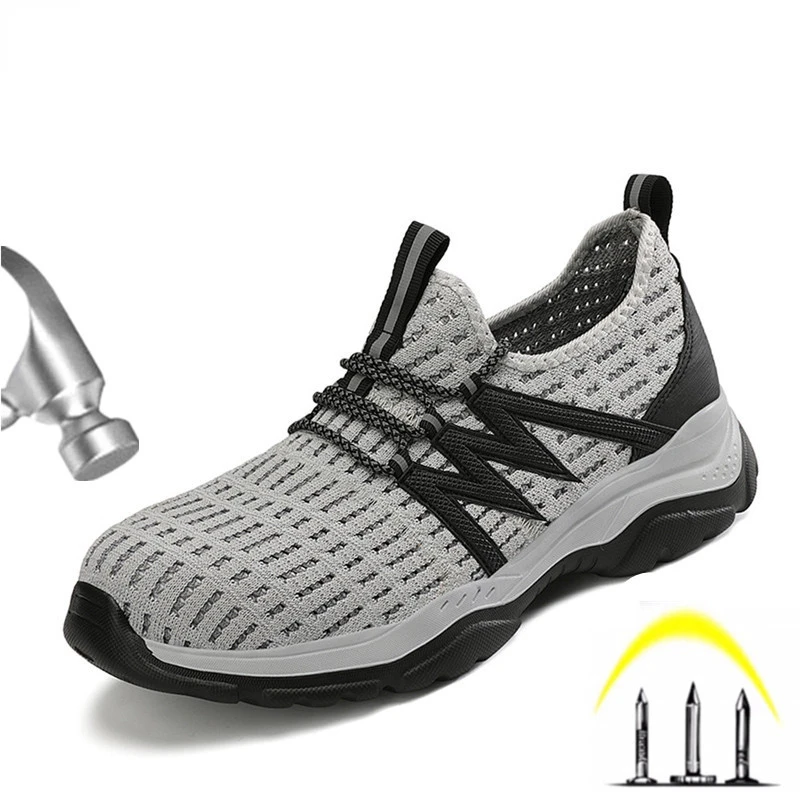 

Breathable Mesh Security Work Safety Shoes Men Boots Construction Steel Toe Cap Anti-smashing Outdoor Safety Sneakers Men Shoes