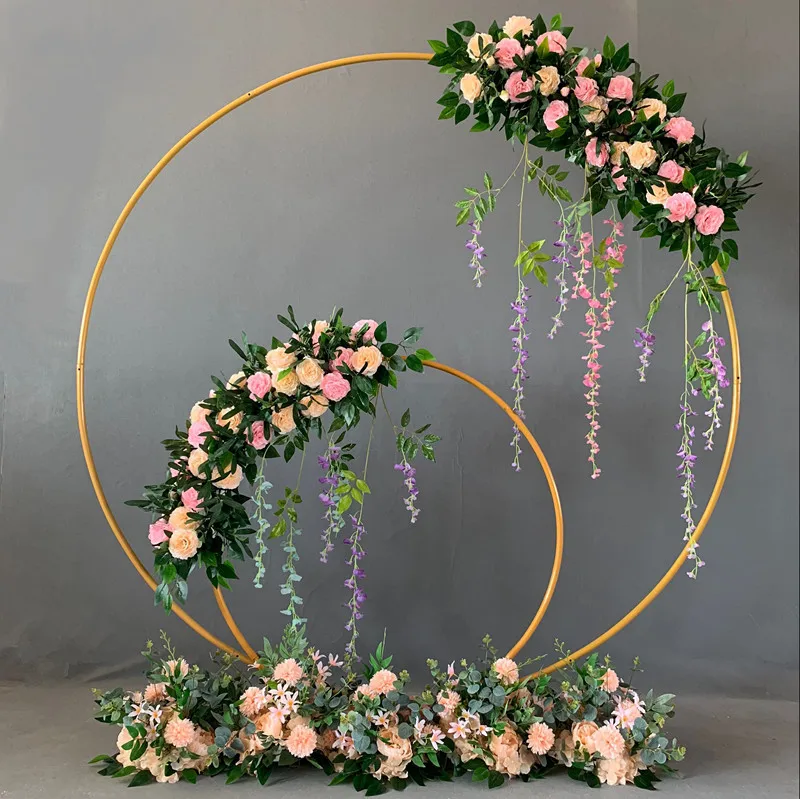 

2pc Metal Circle Wedding Mariage Arch Round Balloon Flower Round Background Arch Frame Stand Birthday Party Baby Shower Decor