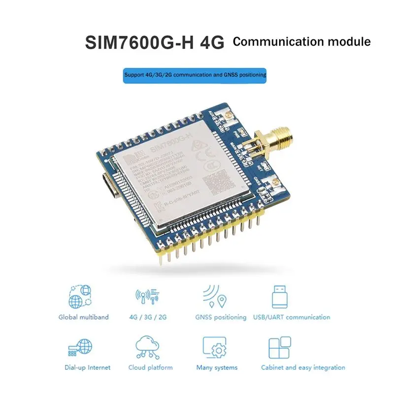 Фото Модуль 4G ABGN SIM7600G-H с антенной SMA, глобальный многодиапазонный коммуникационный модуль 4G/3G/2G с GNSS-позиционированием №1