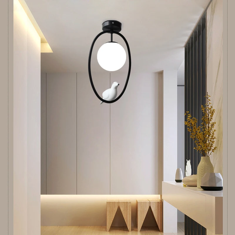 Black ceiling lights Entrance balcony aisle corridor lamp simple Nordic restaurant bird