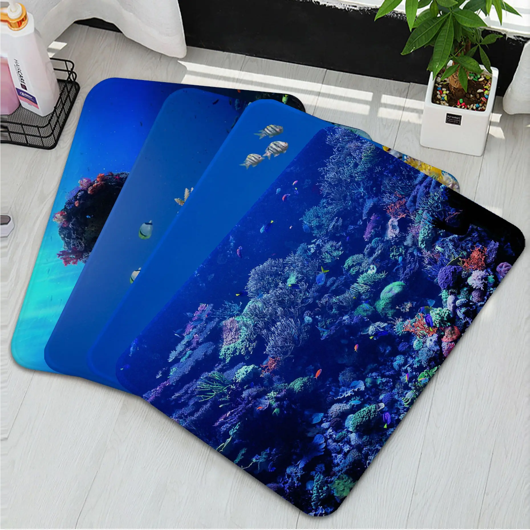 

Underwater World Printed Flannel Floor Mat Bathroom Decor Carpet Non-Slip For Living Room Kitchen welcome Doormat