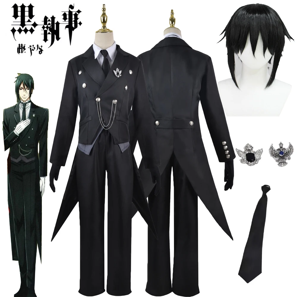 

Костюм для косплея аниме Блэк Батлер Себастьян · михаелис униформа для взрослых мужчин одежда для смокинга на Хэллоуин костюм на Хэллоуин