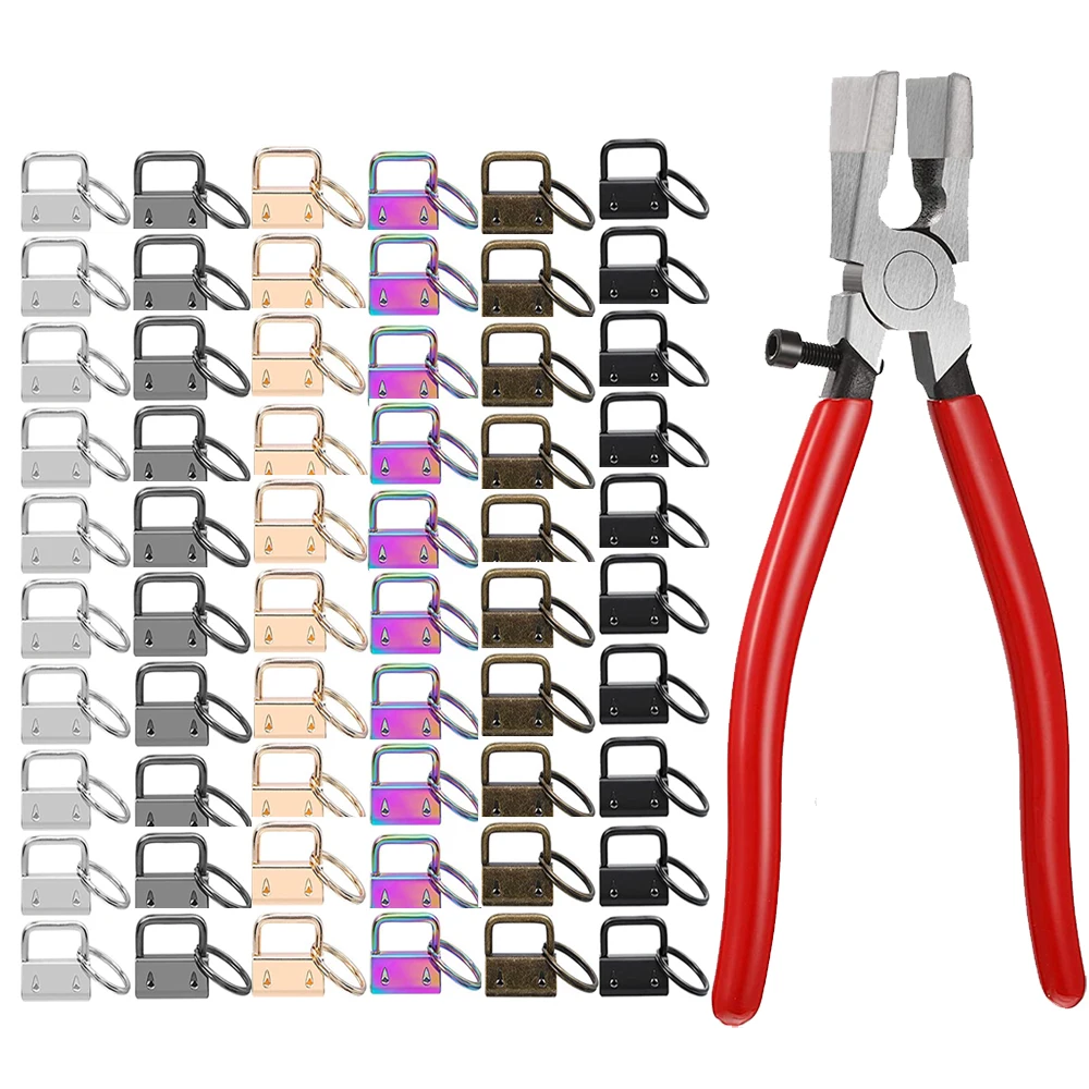 

61Pcs 1inch Key Fob Keychain Hardware with Pliers Tool Set for Wallet Bag Decoration Wristlet Clamp Key Lanyard Making Install