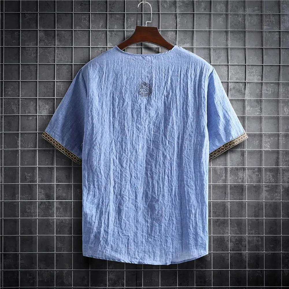 

Men T-Shirt Chic Colorfast Men T-Shirt All Match Patchwork Summer T-Shirt