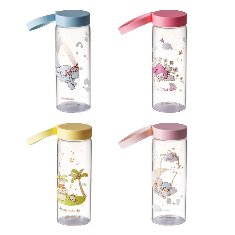 

Sanrios Kuromi Cinnamoroll My Melody Pompom Purins Hellokittys Anime Kawaii High Borosilicate Glass Cup Birthday Gift Portable