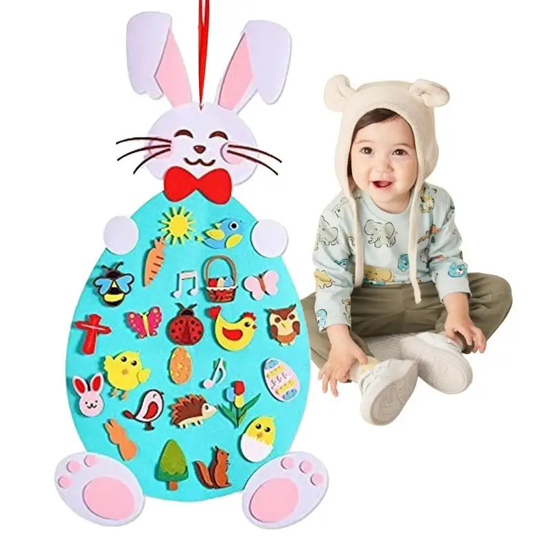 

Пасхальный фетровый кролик, креативный пазл, Пасхальные игры «сделай сам» для детей, подарок, праздничный подвесной кулон, счастливая Пасха...