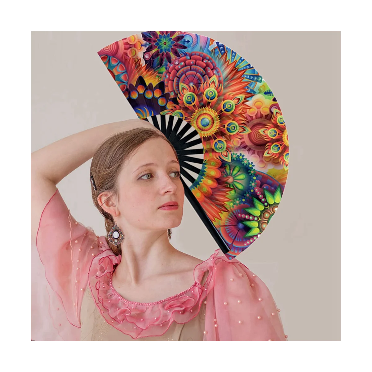 Складной ручной веер из нейлоновой ткани складной китайский праздничное