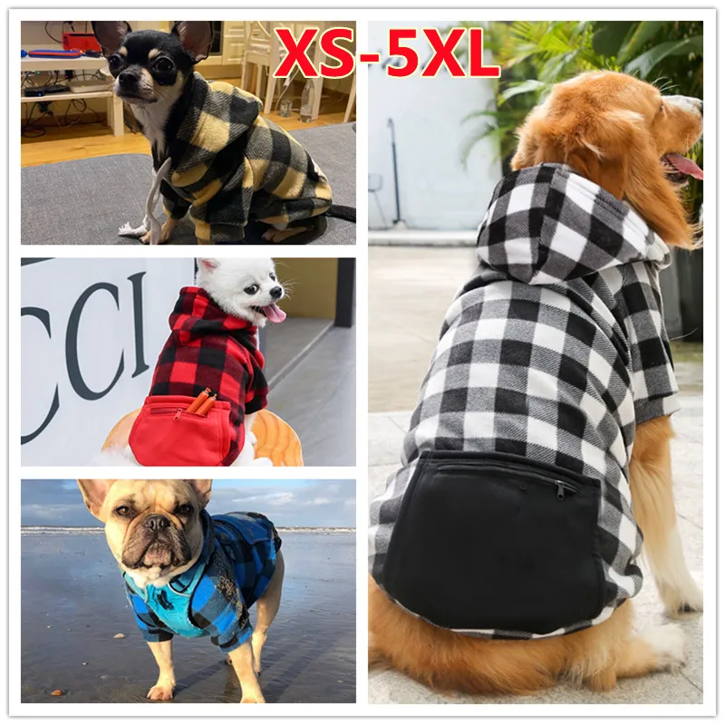 

Spring Fall Pet Clothes Fashion Plaid Dog Hoodie Pet Sweatshirt French Bulldog Small and Large Dog Clothes Designer Dog Jacket