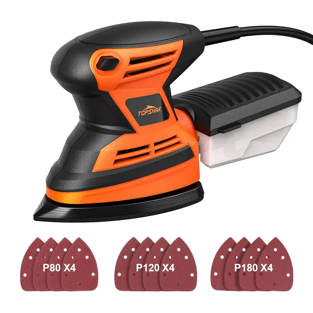 

15000r/min Mouse Detail Sander 200W Small Sander with 12Pcs Sandpapers Dust Collection Box Hand Sander EU/US Plug